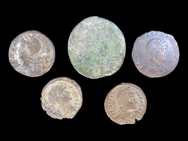 Lot of 5 Coins, Bologna 2 bolognini 1712-1716, Poland 1 denar 1506, Saxe-Hildburghausen 1 1/2 thaler