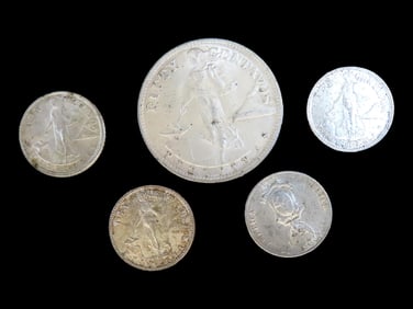 Lot of 5 Coins, Philippines 50 centavos 1944-1945, Philippines 10 centavos 1937-1945, Philippines 10