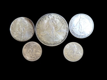 Lot of 5 Coins, Philippines 50 centavos 1944-1945, Philippines 10 centavos 1937-1945, Philippines 10