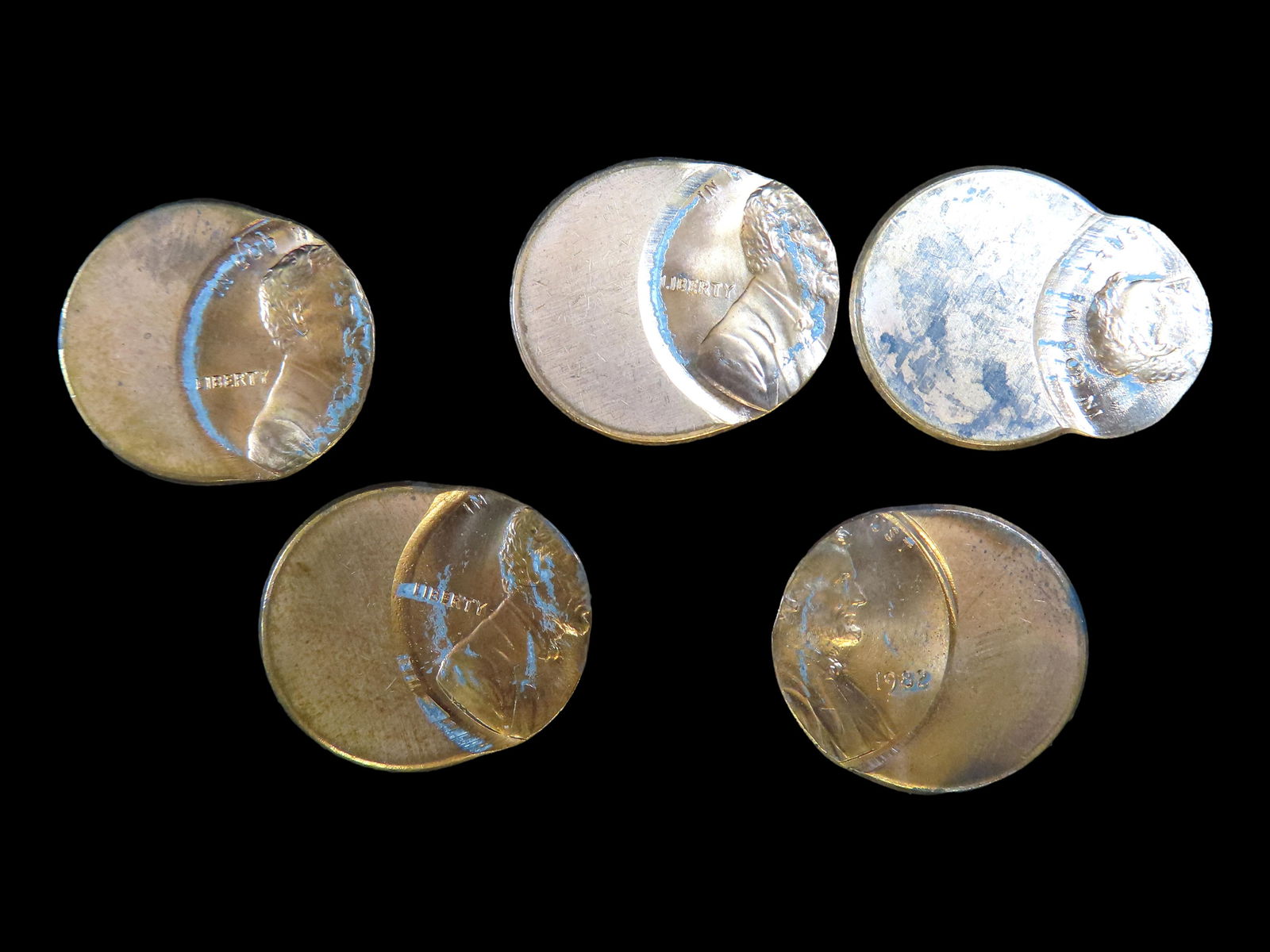 Lot of 5 Coins, USA 1 cent, Lincoln Memorial Penny 1959-2008, USA 1 cent, Lincoln Wheat Penny, (1 of 2)