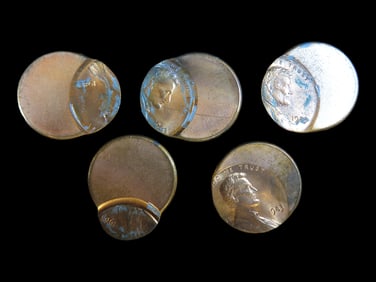 Lot of 5 Coins, USA 1 cent, Lincoln Wheat Penny 1909-1958, USA 1 cent, Lincoln Memorial Penny