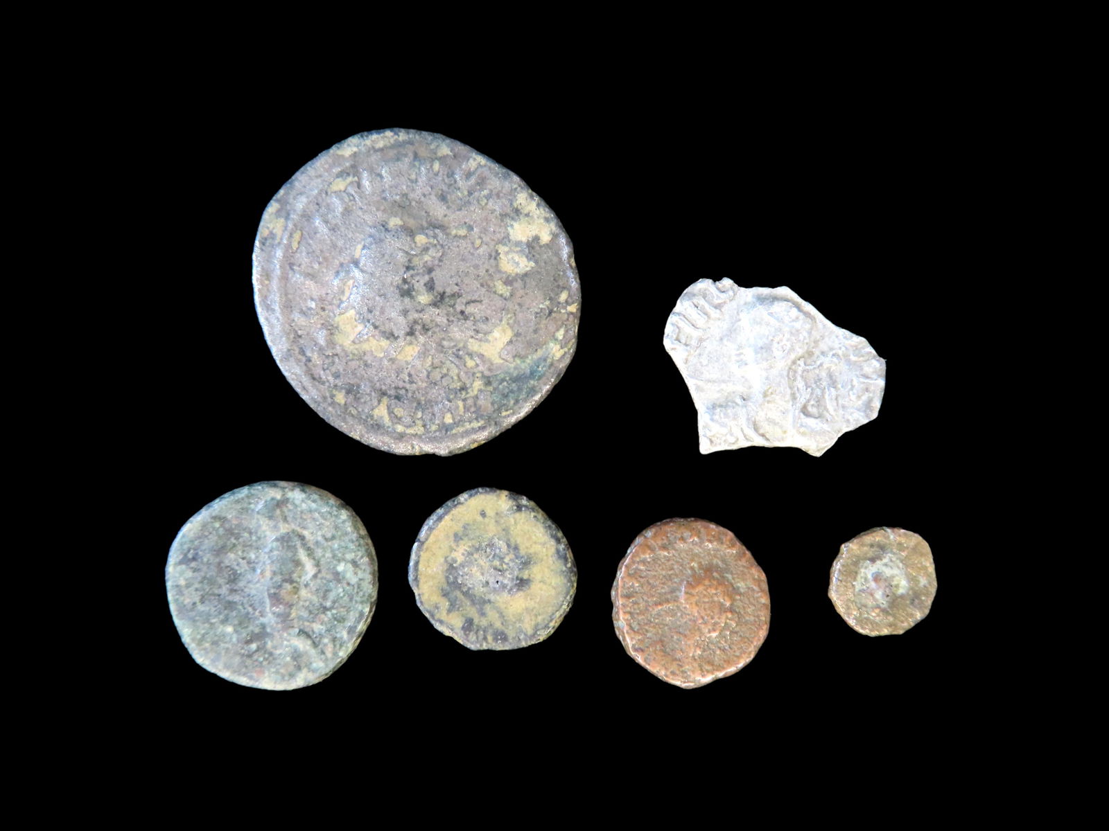Lot of 6 Coins, Sicily 1 cinquina 1610, USA 1/4 dollar, Washington Quarter 1932-1998, USA 5 cents, (1 of 2)