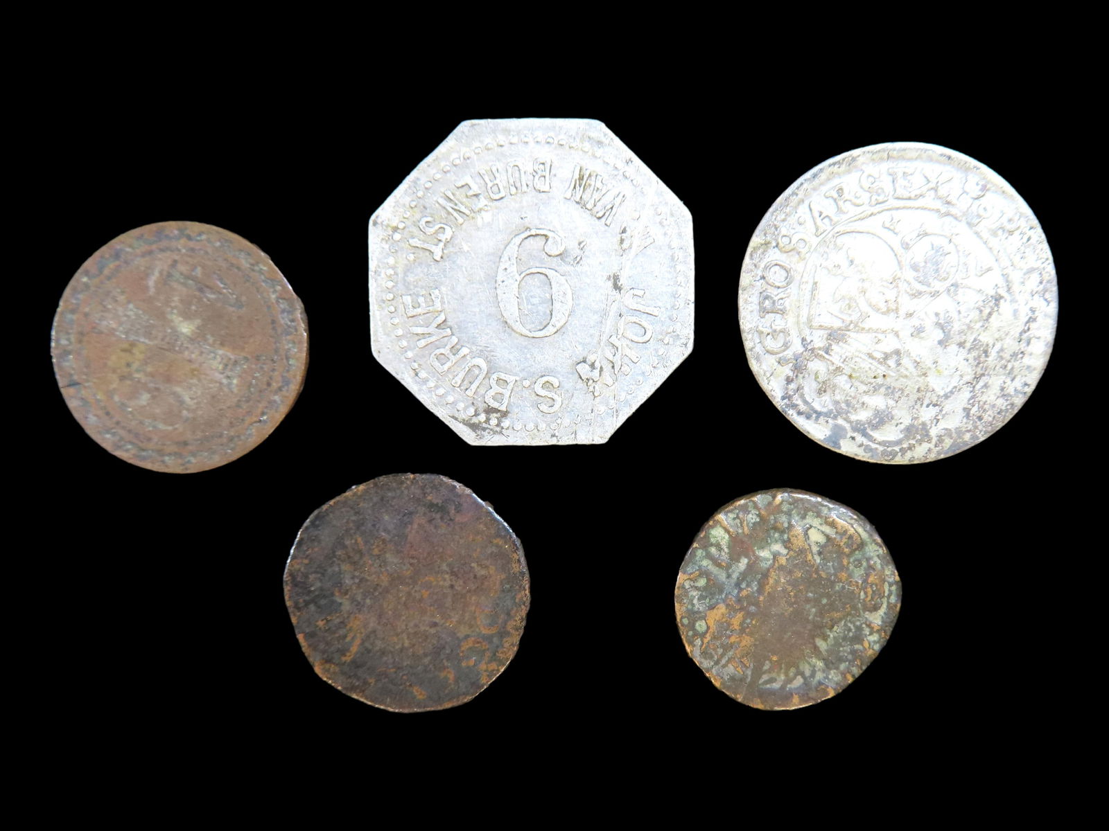 Lot of 5 Coins,Poland 6 groszy 1664-1665, Greenland 10 ore, Copper mine Josva ( innatsiaq) (1 of 2)