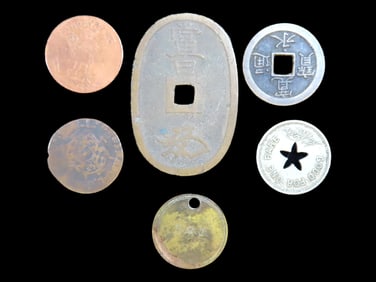 Lot of 6 Coins, India 2 paise 1964, Egypt 50 piastres 2005, Liege 1 liard 1750-1752, Sweden 1 daler,