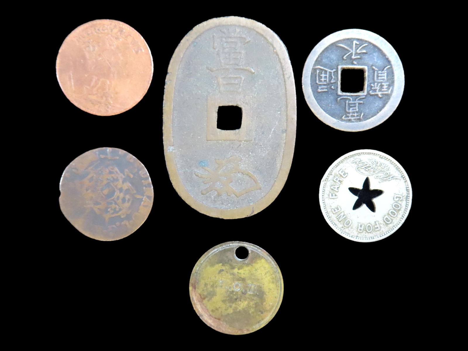 Lot of 6 Coins, India 2 paise 1964, Egypt 50 piastres 2005, Liege 1 liard 1750-1752, Sweden 1 daler, (1 of 2)