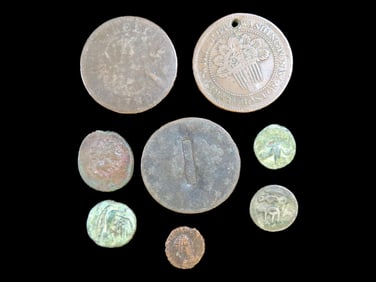 Lot of 8 Coins, USA 1 cent 1816-1839, Hesse-Kassel 1/6 thaler 1833-1846, Crimea 1 beshlik 1767,