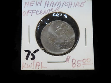Lot of 1 Coin, USA 1/4 dollar, New Hampshire State Quarter 2000 Off Center.
