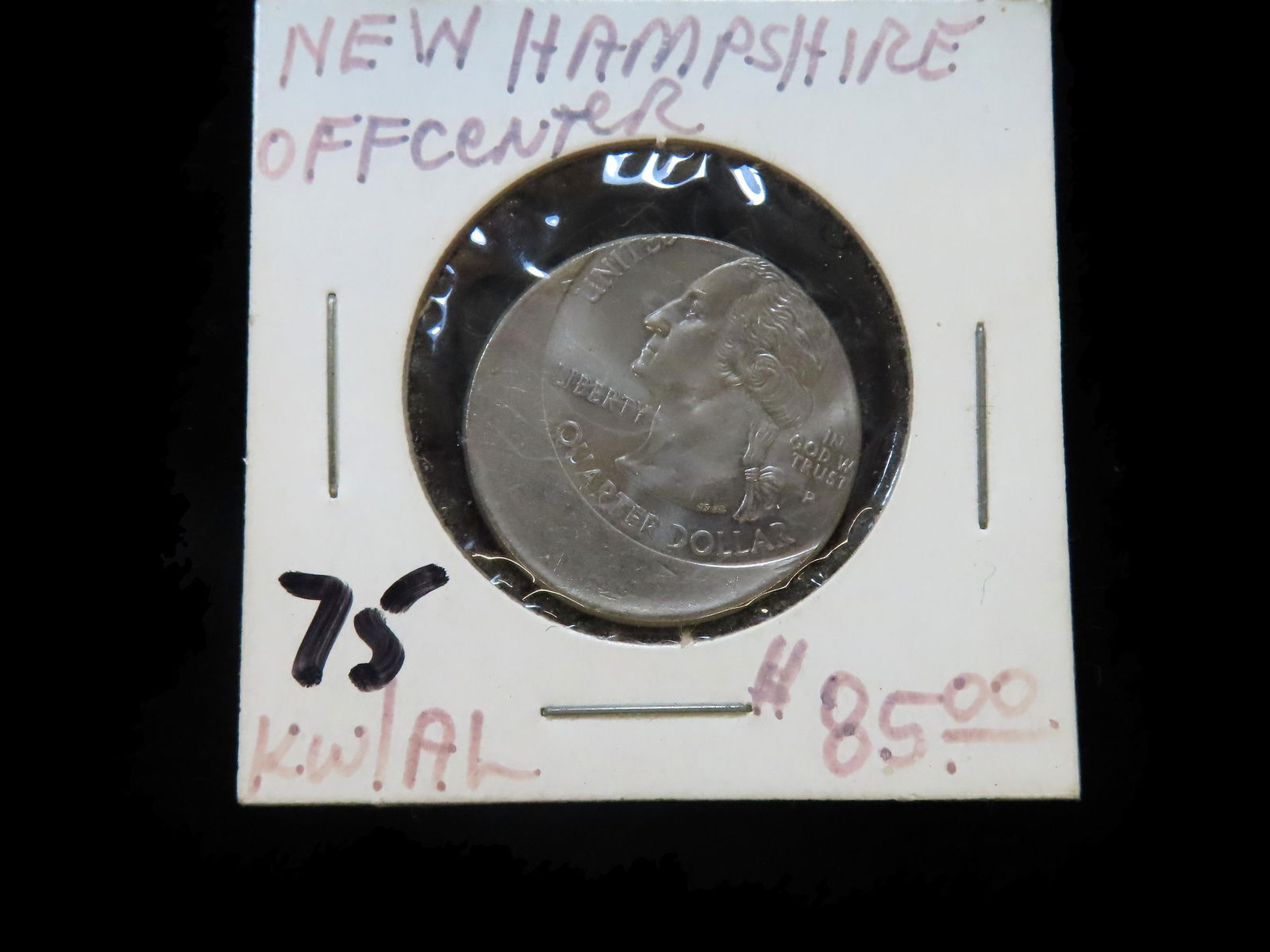 Lot of 1 Coin, USA 1/4 dollar, New Hampshire State Quarter 2000 Off Center. (1 of 4)