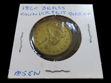 Lot of 1 Coin, 1869 Brass counterfeit Quarter