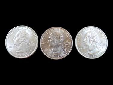 Lot of 3 Coins, USA 1/4 dollar, Maryland State Quarter 2000, USA 1/4 dollar, Pennsylvania State