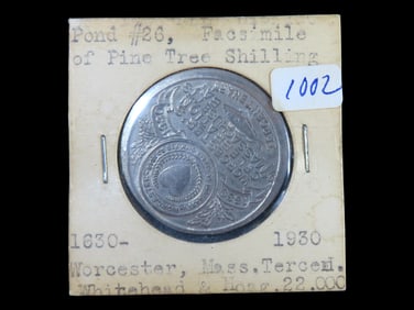 Lot of 1 Coin, Worcester, Mass. Tercemi 1830-1930, whitehead and hoag.