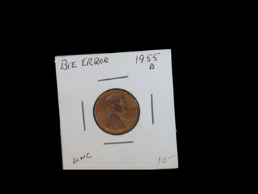Lot of 1 Coin, USA 1 cent, Lincoln Wheat Penny 1909-1958, (1955 Error).