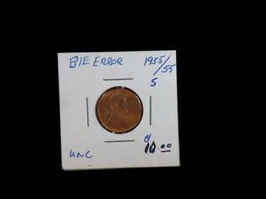 Lot of 1 Coin, USA 1 cent, Lincoln Wheat Penny 1909-1958, ( 1955 Error).