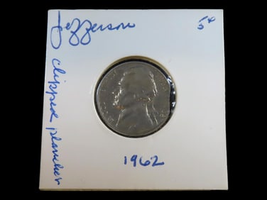 Lot if 1 Coin, USA 5 cents, Classic Jefferson Nickel 1938-2003, (1962-chipped).