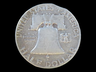 Lot of 1 Coin, USA 1/2 dollar, Franklin Half Dollar 1948-1963, (1960-chipped).