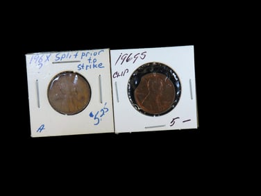 Lot of 2 Coins, USA 1 cent, Lincoln Memorial Penny 1959-2008, (1969 chipped), USA 1 cent, Lincoln