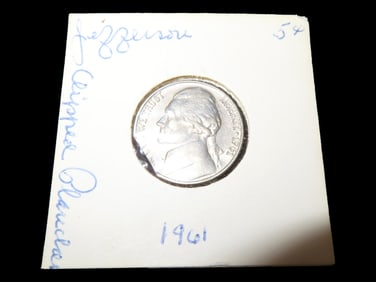 Lot of 1 Coin, USA 5 cents, Classic Jefferson Nickel 1938-2003, (1961-Chipped).