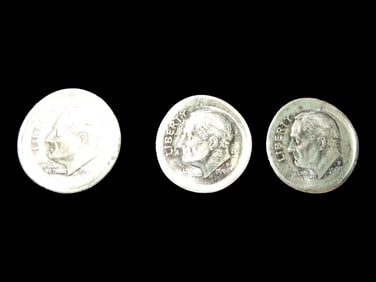 Lot 0f 3 Coins, USA 1 dime, Roosevelt Dime 1946-2024, USA 1 dime, Roosevelt Dime 1946-2024, USA 1