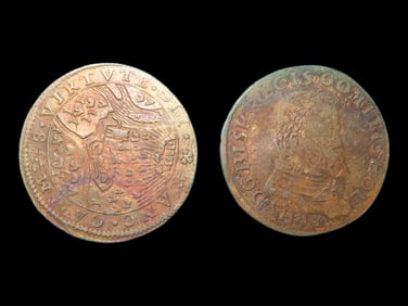 Lot of 2 Coins, England 6 pence 1695-1697, Venice 1 ducat 1656.