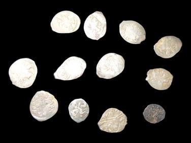 Lot of 13 Coins, Russian Empire 1 kopek Pskov mint 1584, ( 1533-1585), 13 coins