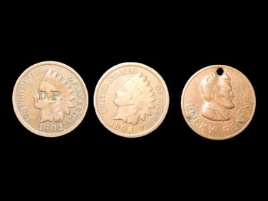 Lot of 3 Coins, Malawi 6 pence 1964-1967,USA 1 cent, Indian Head Cent 1860-1909,USA 1 cent, Indian