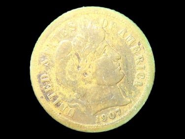 Lot of 1 Coin, USA 1 dime, Barber Dime 1892-1916, (1907).