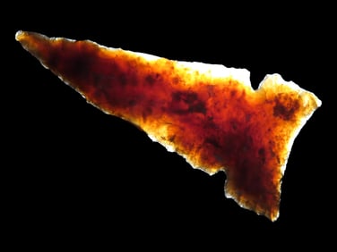 2 3/16" Translucent Knife River Flint Desert Side notch, Stillwater County Montana, Outstanding