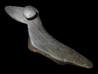 Rare Banded Slate Popeye Birdstone, Ohio, Dickey COA (Some Restoration to the Head) 3 3/16" long, ex