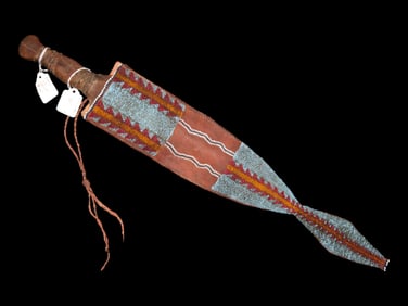 Rare & Exceptional Blackfoot Dag Knife & Beaded Sheath, Circa early to mid 1800's, Extremely rare