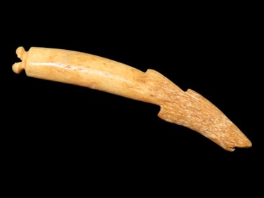 2 3/16" Eskimo Harpoon Effigy Pendant, Stermer COA, Alaska, Nicely Shaped & Grooved for Suspension,