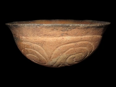 Ramey Incised Cahokia Engraved Pottery Bowl, Madison County Illinois, 6 1/4" wide by 2 1/2" tall.