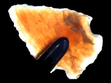 1 1/16" Knife River Flint Besant, Grant County North Dakota, Highly Translucent, well made example