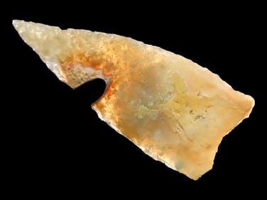 Translucent Red, Green, & Tan Agate Golindrina / Dalton, Lincoln County Colorado, 1 7/8" long,