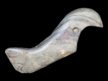 3 3/4" Banded Slate Birdstone, Bennett COA, Livingstone County New York, ex Mickey Taylor