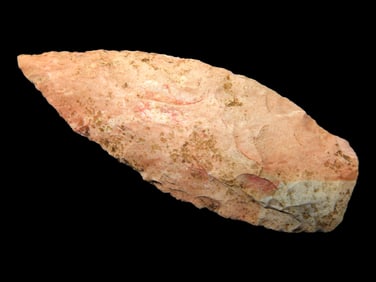 2 1/4" Paleo Lance, Holmes County Ohio, Beautiful Pink & Gray Chert, Very Well Flaked and Heavily