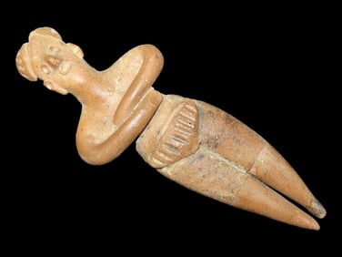 Amazing Colima Male Pottery Figure, west Mexico, 6 1/8" Tall. Nicely Detailed Features, Pre