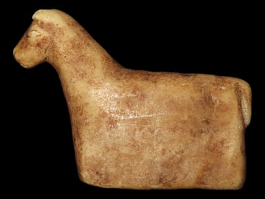 Pre-Columbian Stone Canopa Llama Effigy from Peru, Nicely Detailed Face & Ears, Tail too. 2 3/4"