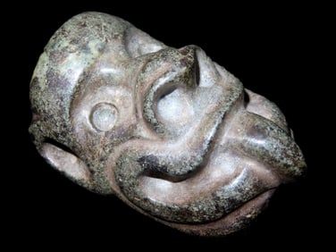 Phenomenal Olmec Transformation Mask, Human & Jaguar Effigy, Motley COA. Very well made out of dark