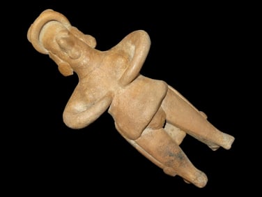 Incredible 7 3/4" Tall Colima Human Effigy Pottery Figure, Very Detailed Example with Elaborate