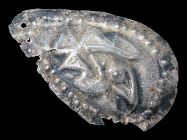 Amazing Silver Flying Bird Effigy Pendant / Gorget from Peru, Great Old Example. Hand Pounded Silver