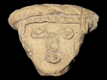 Nice Pre-Columbian Pottery Head Effigy Ornament found in South America, Very Detailed Example.