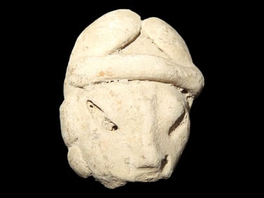 Nice Pre-Columbian Pottery Head Effigy Ornament found in South America, Very Detailed Example.