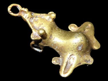 Pre-Columbian Tairona Tumbaga Gold Frog Effigy Pendant. Colombia, South America. Nicely Detailed