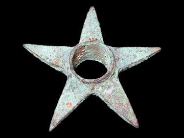 3 1/2" Inca Copper Mace Head from Peru, Pre-Columbian. Nice Star Shape, Circa 1400-1532 AD. Ex David