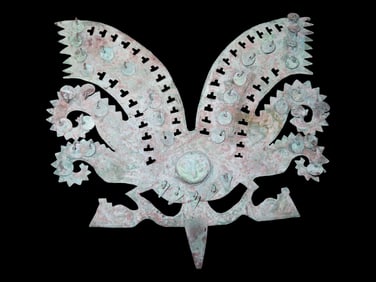 Important Moche Copper Headdress / Crown. Northern Coast of Peru. Circa 400-800 CE. Very Large &