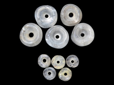 Lot of 10 Pre-Columbian Clear Crystal Quartz Drilled Tube Beads from South America. Just imagine the