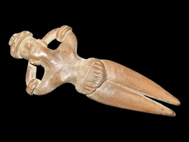 Large 566" Colima Male Figure, west Mexico, Pre-Columbian, Elaborate Example with fancy Headdress,