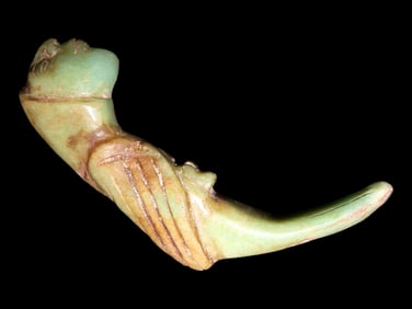 Incredible Mayan Jade Transformation Pendant, Half Human / Half Parrot, from the Highlands of