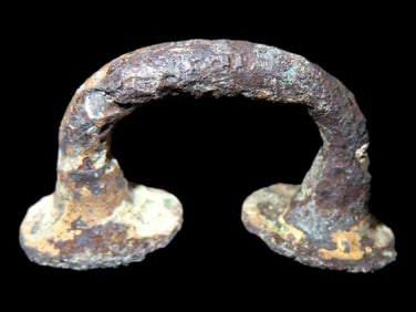 Tumbaga/Gold Gilded Nose Ring, Colombia, Santa Marta Region. 1 3/8". Ex private south FL collection