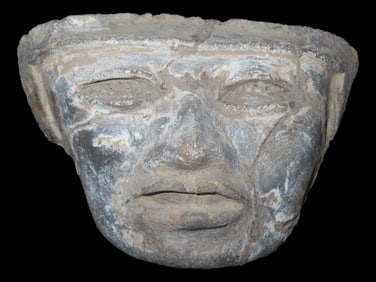 Rare Teotihuacan Pottery Maskette, Mexico, Pre-Columbian. 4 3/8" wide. Broken & Repaired but still